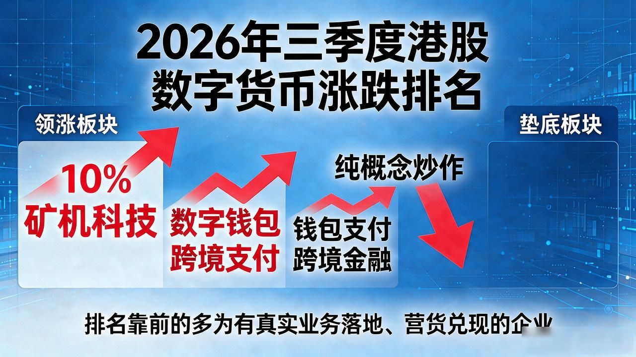港股数字货币涨跌排名_2026年三季度矿机类标的涨幅领先_港股数字货币板块涨跌原因分析